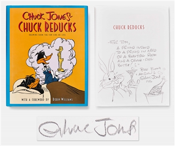 Chuck Jones Signed Sketch of Bugs Bunny -- Drawn Within a First Edition of ''Chuck Reducks''