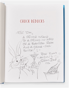 Chuck Jones Signed Sketch of Bugs Bunny -- Drawn Within a First Edition of ''Chuck Reducks''