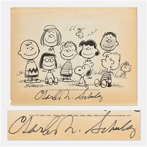 Charles Schulz Signed ''Peanuts'' Print -- Measures 11'' x 8.5''