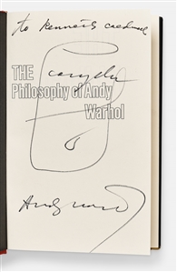 Andy Warhol Sketches His Famous Campbell's Soup Can -- Drawn in a Signed First Edition of ''The Philosophy of Andy Warhol'' Without Inscription -- With University Archives COA