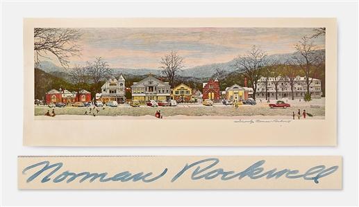 Norman Rockwell Signed Print of His Classic Stockbridge Main Street at Christmas