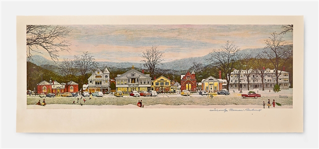 Norman Rockwell Signed Print of His Classic ''Stockbridge Main Street at Christmas''