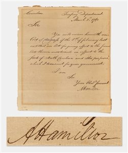Alexander Hamilton Signed 1790 Document Establishing North Carolina as a U.S. State