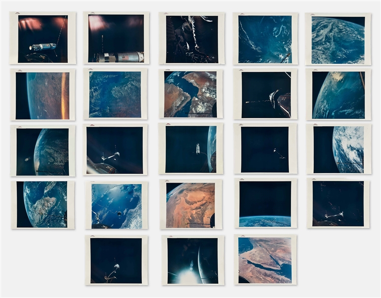 Lot of 23 Red-Number NASA Photos from Gemini XI -- Photos Show Different Parts of the World from Space & the Rendezvous with the Target Spacecraft
