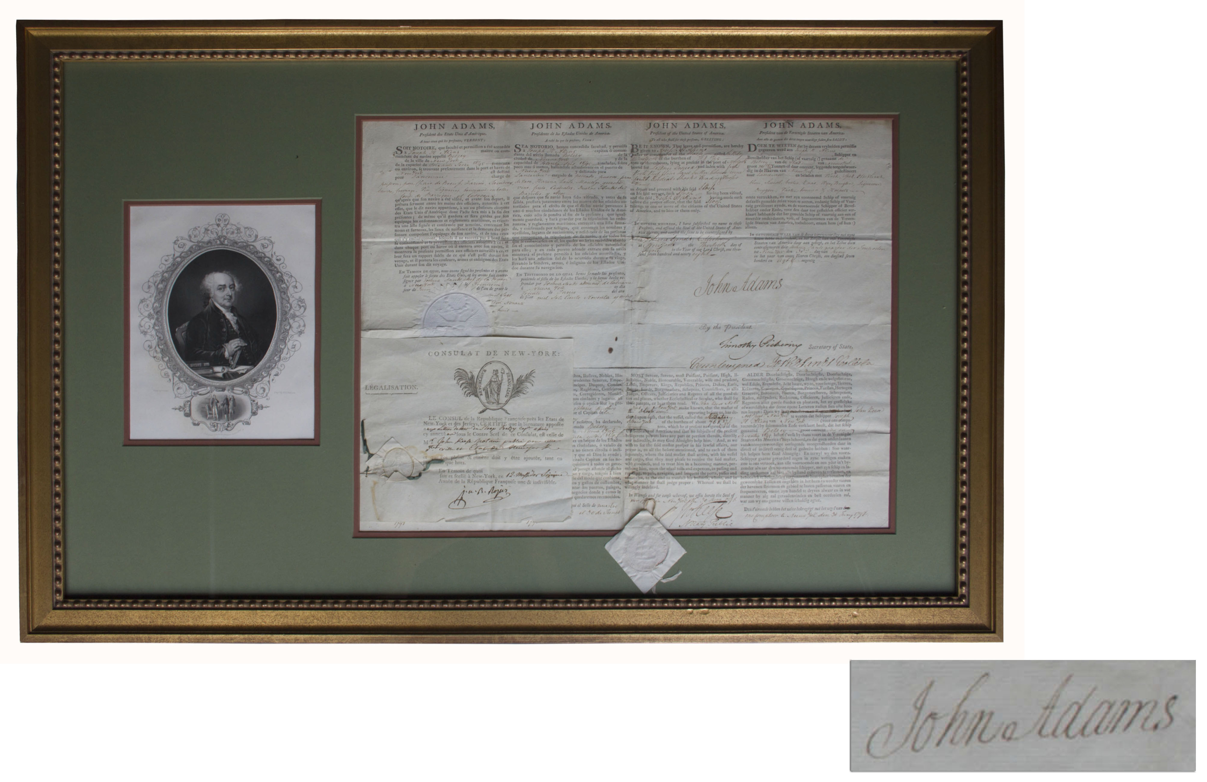 George Washington John Adams Collectible Replica Presidential Signature Card 