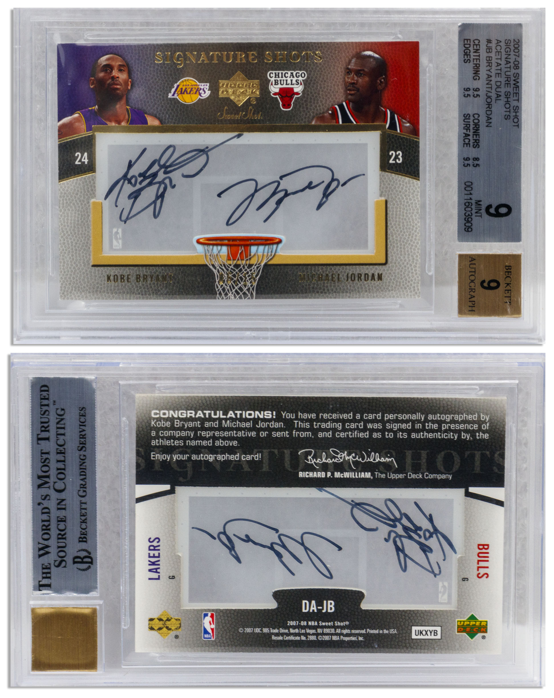 Kobe Bryant Los Angeles Lakers Autographed 2007-08 Upper Deck Premier  #PEN-KB #19/50 Card