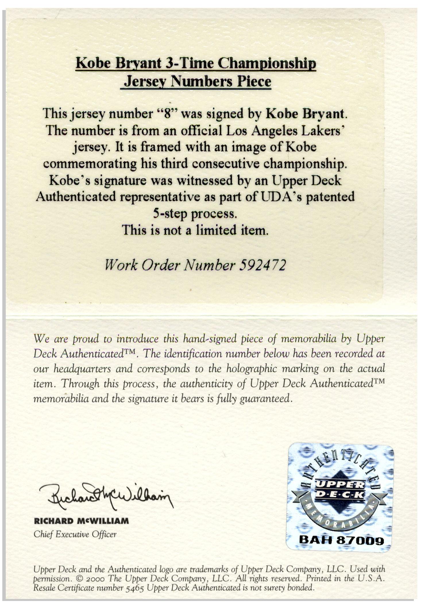 2000-01 Upper Deck Combo Game Jersey Michael Jordan Kobe Bryant