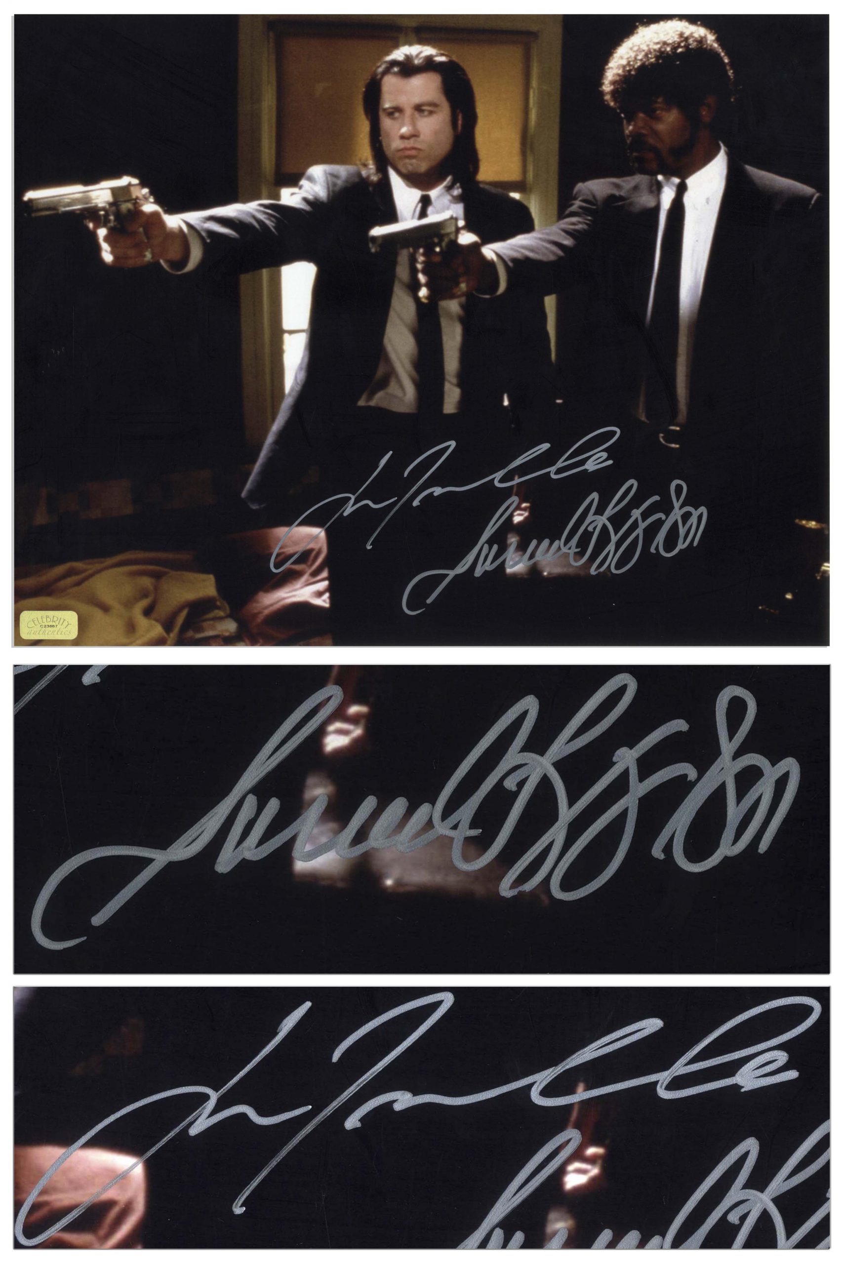 Samuel L Jackson John Travolta Pulp Auto Photo Signed 8x10 Autograph Reprint